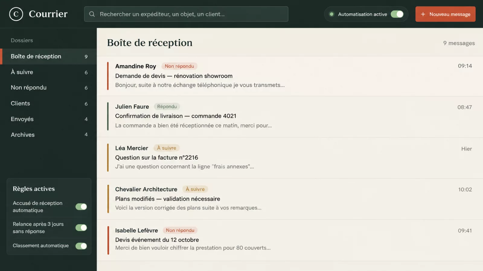 Aperçu — Assistant e-mail IA — web & mobile